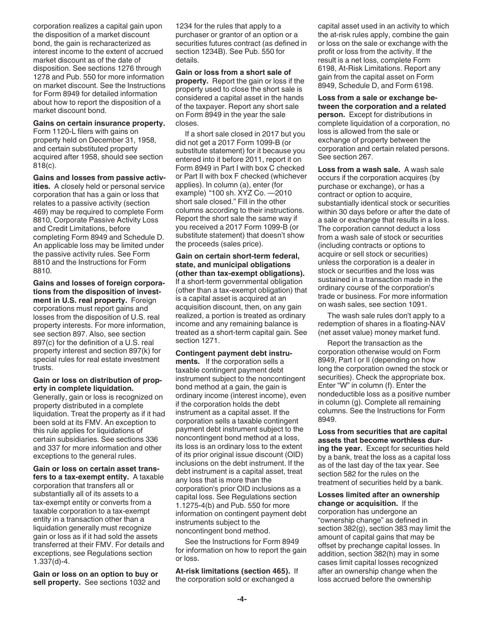 Instructions for IRS Form 1120 Schedule D Capital Gains and Losses, Page 4