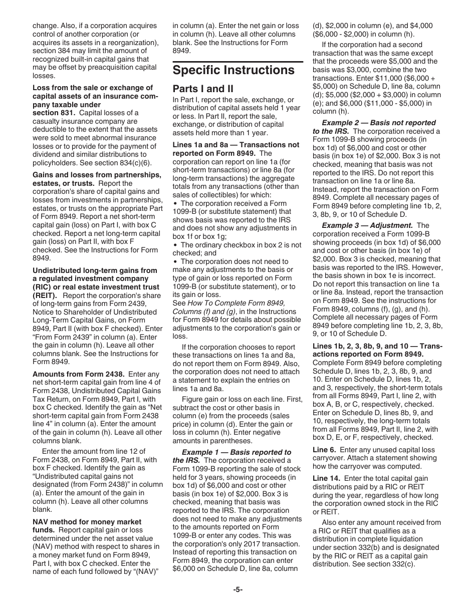 Instructions for IRS Form 1120 Schedule D Capital Gains and Losses, Page 5