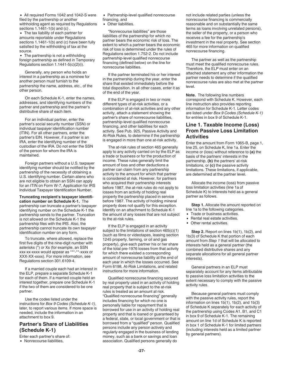 Instructions for IRS Form 1065-B U.S. Return of Income for Electing Large Partnerships, Page 27