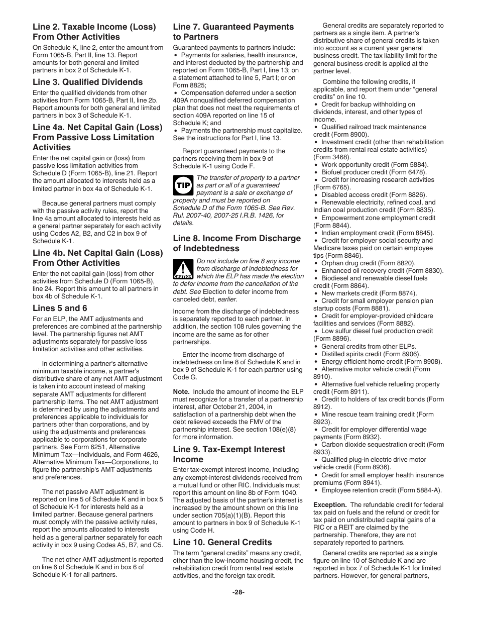 Instructions for IRS Form 1065-B U.S. Return of Income for Electing Large Partnerships, Page 28