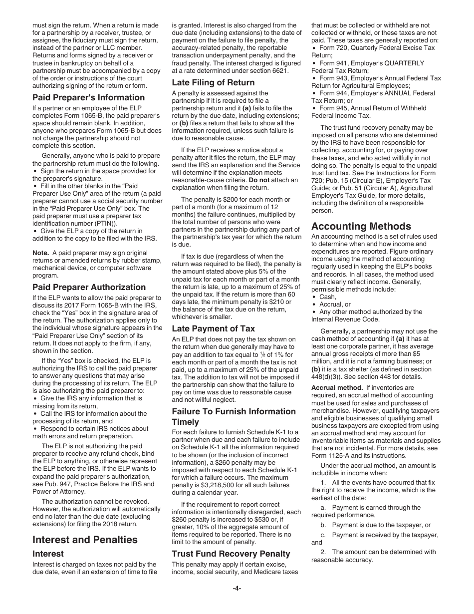 Instructions for IRS Form 1065-B U.S. Return of Income for Electing Large Partnerships, Page 4