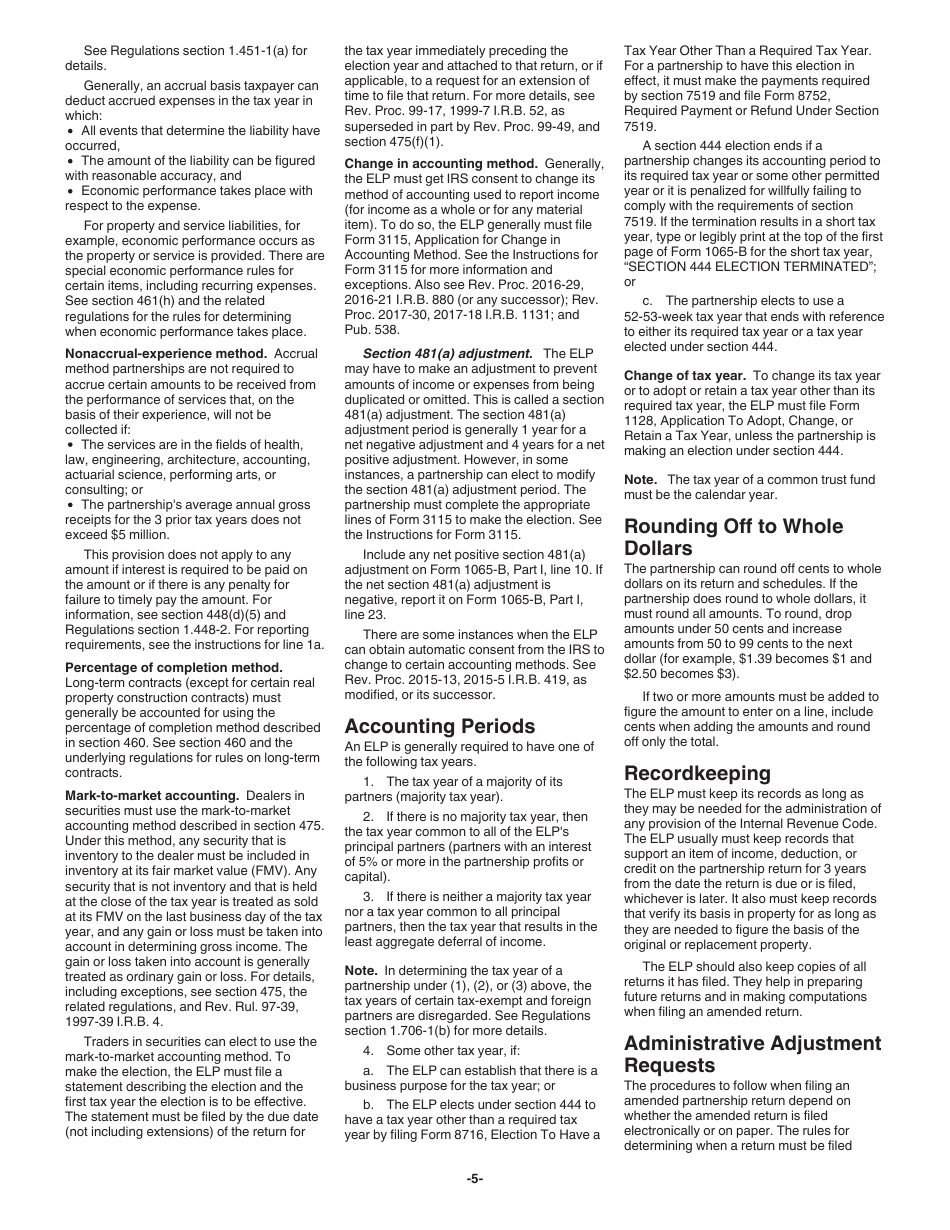 Instructions for IRS Form 1065-B U.S. Return of Income for Electing Large Partnerships, Page 5
