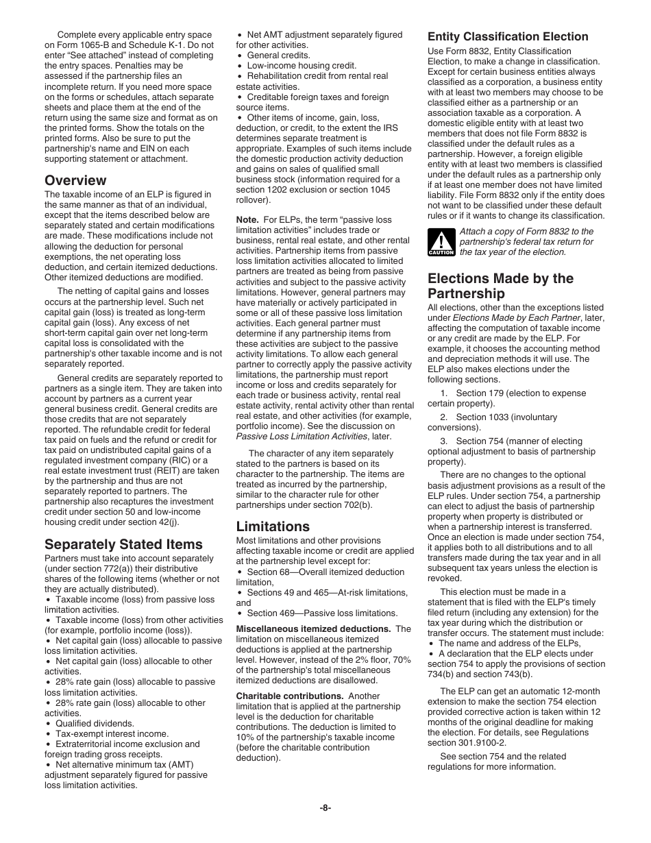 Instructions for IRS Form 1065-B U.S. Return of Income for Electing Large Partnerships, Page 8