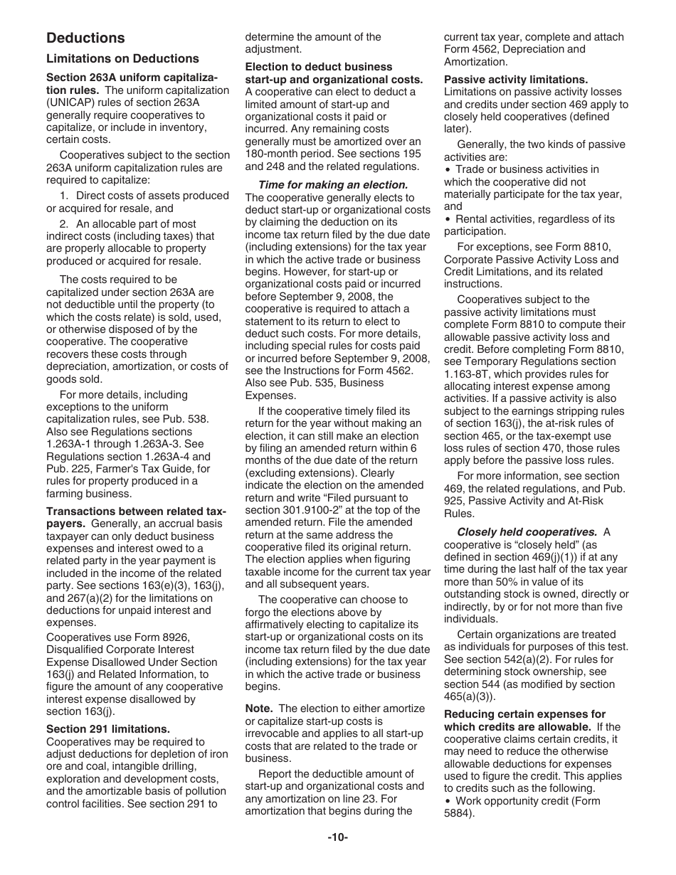 Instructions for IRS Form 1120-C U.S. Income Tax Return for Cooperative Associations, Page 10