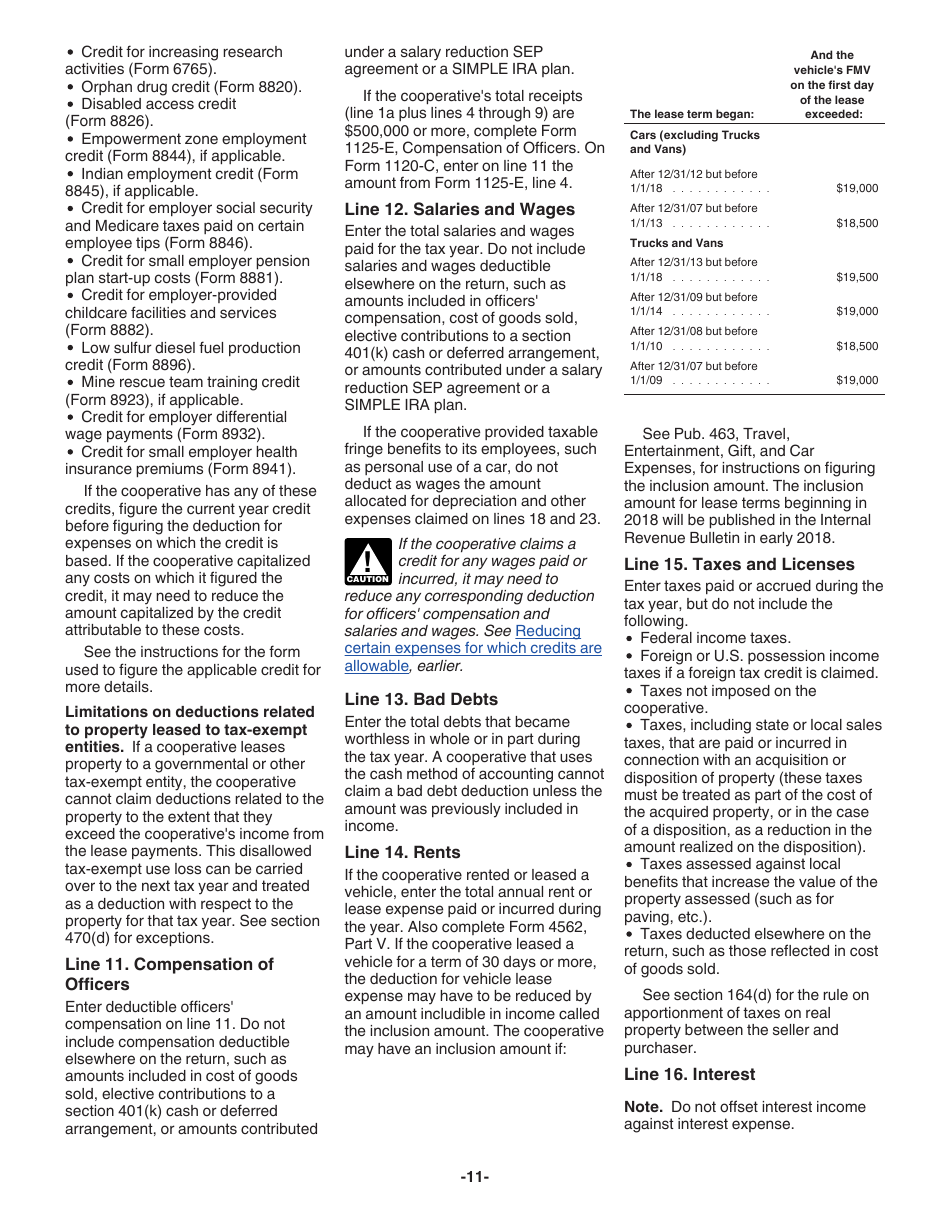Instructions for IRS Form 1120-C U.S. Income Tax Return for Cooperative Associations, Page 11