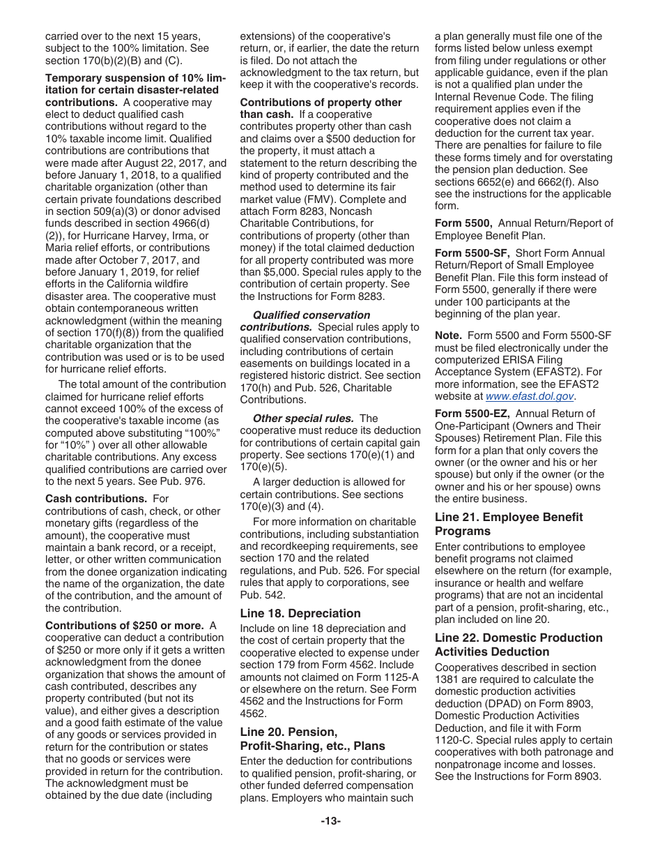 Instructions for IRS Form 1120-C U.S. Income Tax Return for Cooperative Associations, Page 13