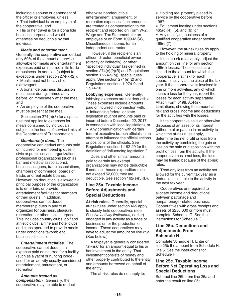 Instructions for IRS Form 1120-C U.S. Income Tax Return for Cooperative Associations, Page 15