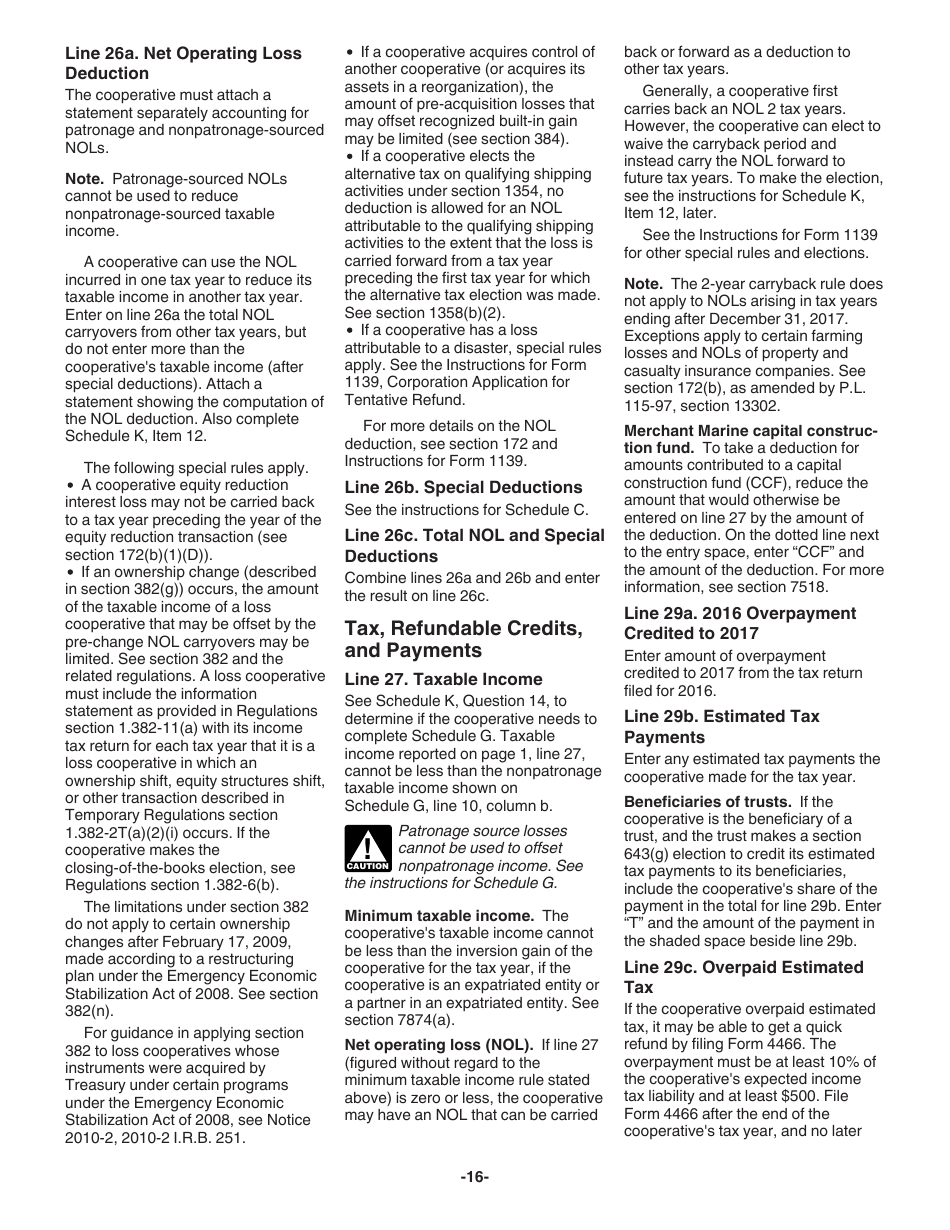 Instructions for IRS Form 1120-C U.S. Income Tax Return for Cooperative Associations, Page 16