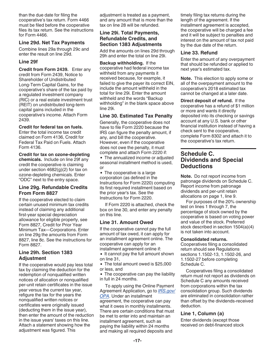 Instructions for IRS Form 1120-C U.S. Income Tax Return for Cooperative Associations, Page 17