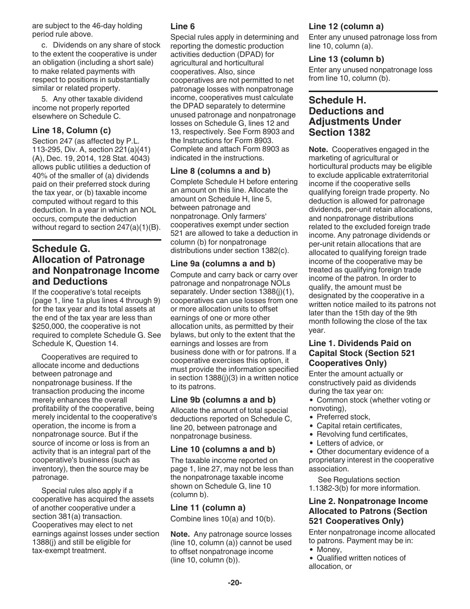 Instructions for IRS Form 1120-C U.S. Income Tax Return for Cooperative Associations, Page 20