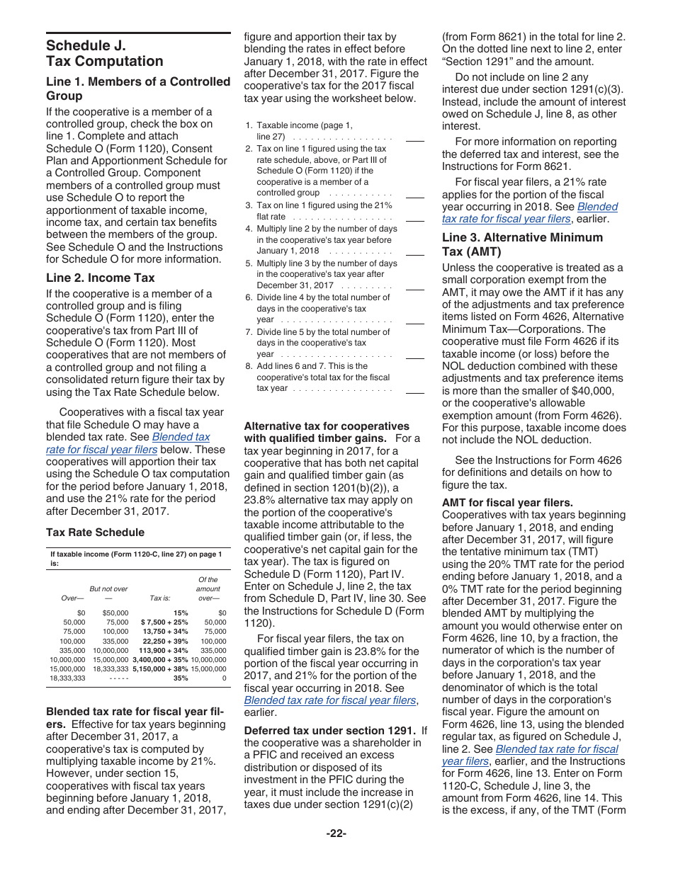 Instructions for IRS Form 1120-C U.S. Income Tax Return for Cooperative Associations, Page 22