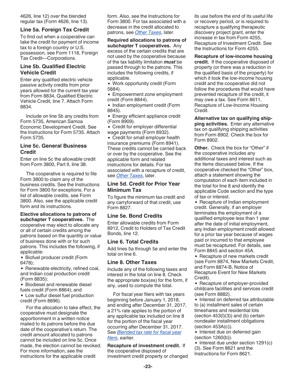 Instructions for IRS Form 1120-C U.S. Income Tax Return for Cooperative Associations, Page 23