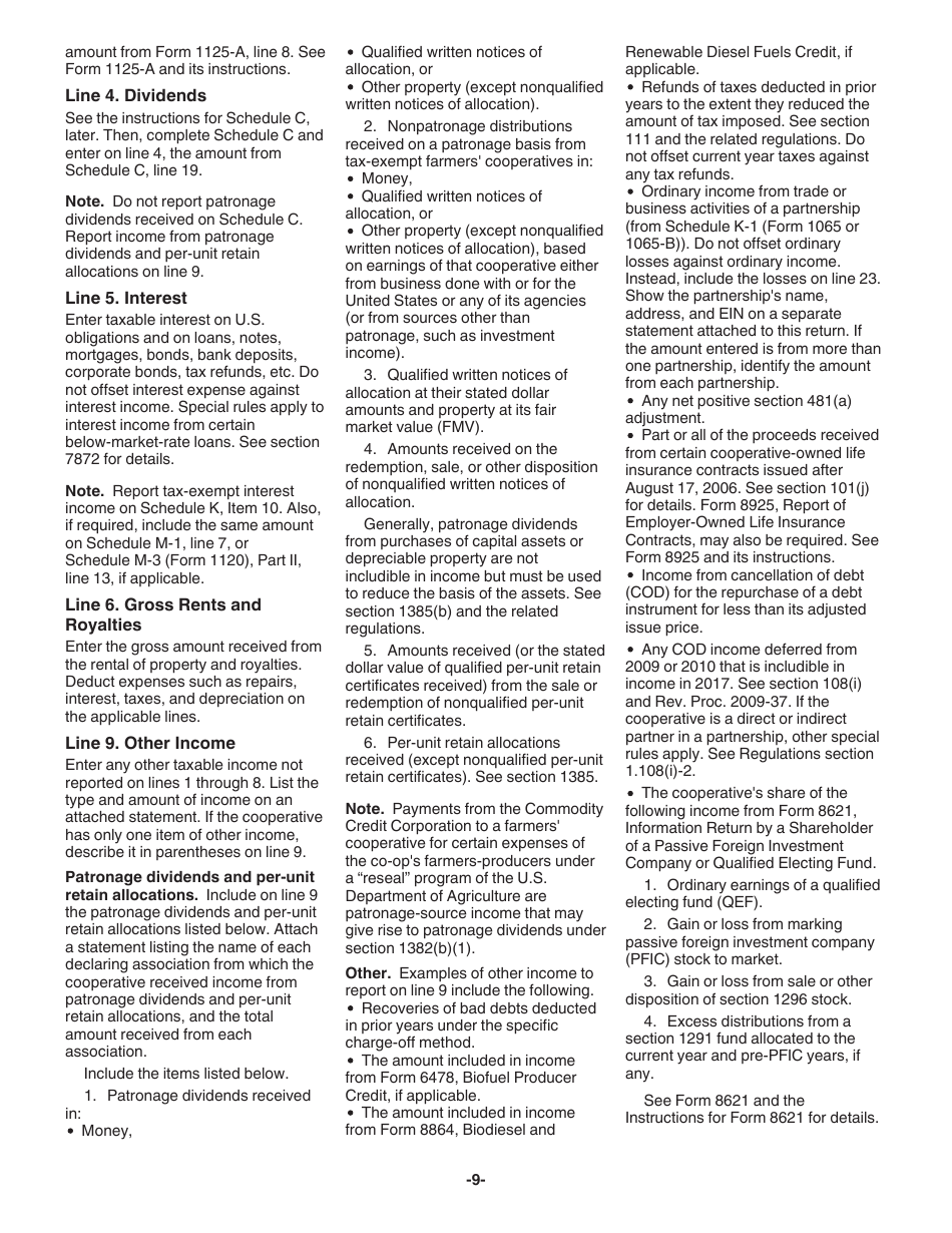 Instructions for IRS Form 1120-C U.S. Income Tax Return for Cooperative Associations, Page 9