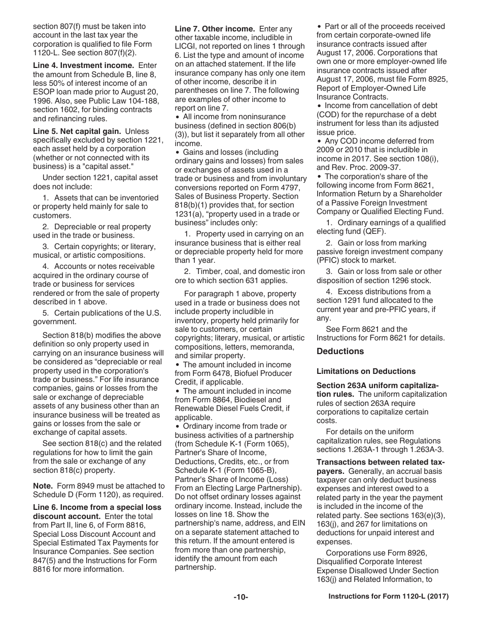 Instructions for IRS Form 1120-L U.S. Life Insurance Company Income Tax Return, Page 10