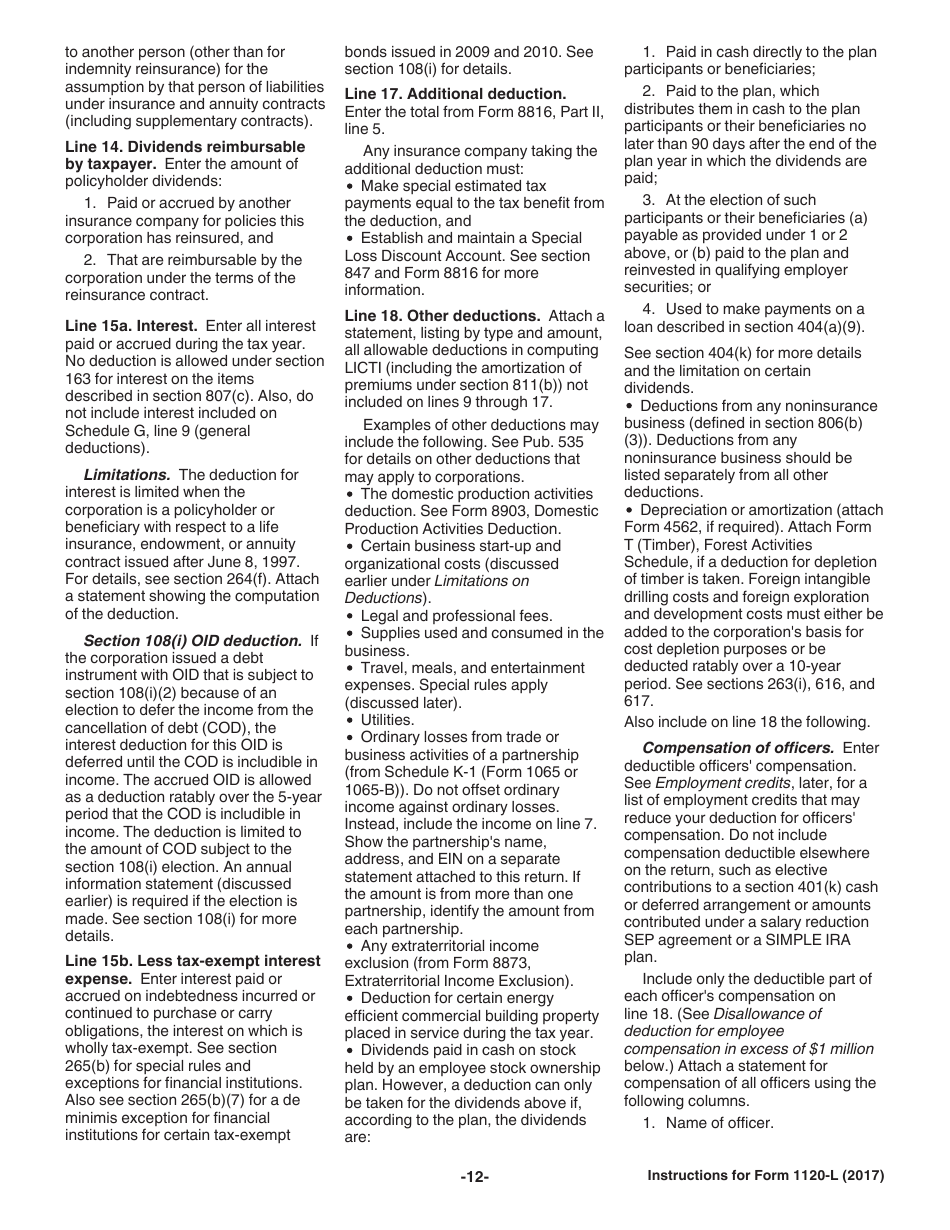 Instructions for IRS Form 1120-L U.S. Life Insurance Company Income Tax Return, Page 12