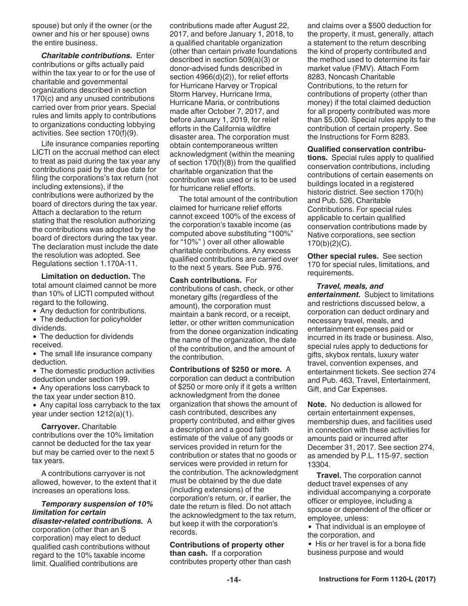Instructions for IRS Form 1120-L U.S. Life Insurance Company Income Tax Return, Page 14