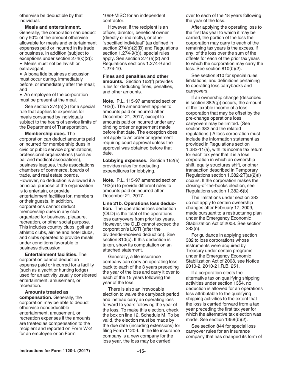 Instructions for IRS Form 1120-L U.S. Life Insurance Company Income Tax Return, Page 15