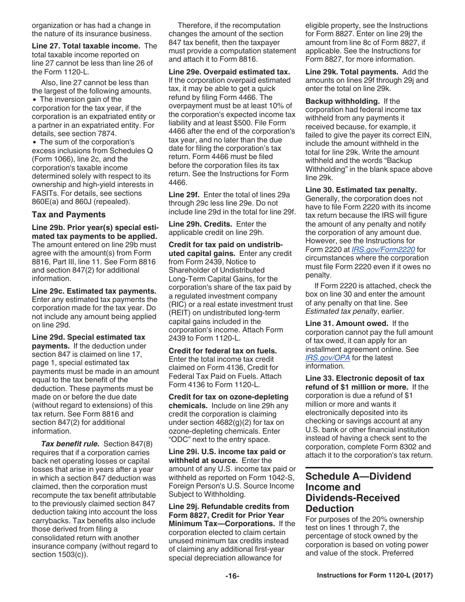 Instructions for IRS Form 1120-L U.S. Life Insurance Company Income Tax Return, Page 16