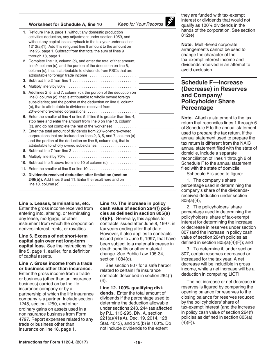 Instructions for IRS Form 1120-L U.S. Life Insurance Company Income Tax Return, Page 19