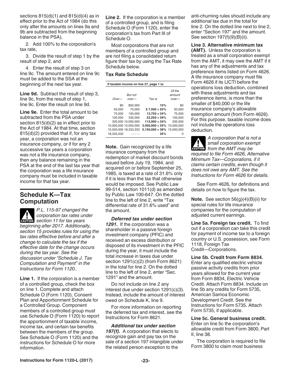 Instructions for IRS Form 1120-L U.S. Life Insurance Company Income Tax Return, Page 23