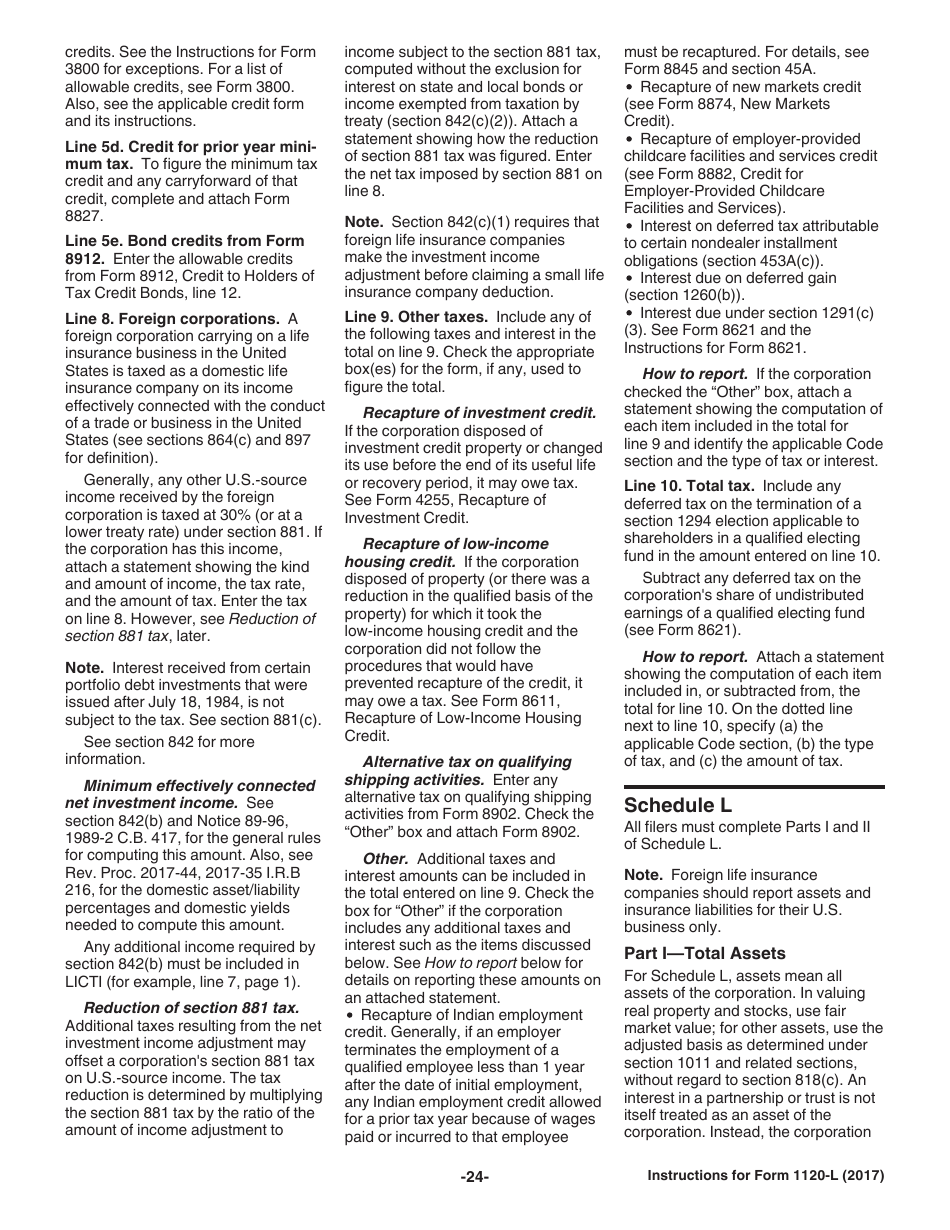 Instructions for IRS Form 1120-L U.S. Life Insurance Company Income Tax Return, Page 24