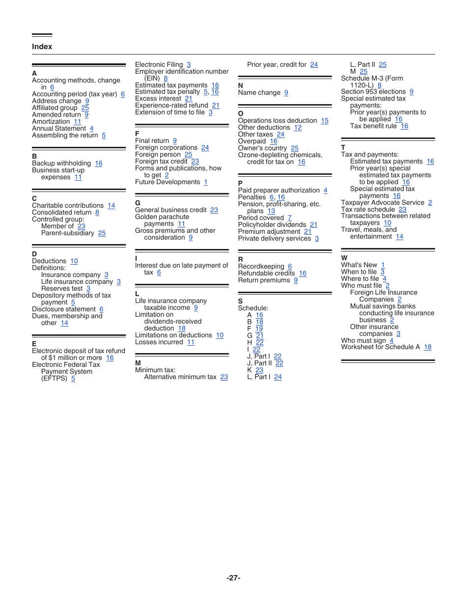 Instructions for IRS Form 1120-L U.S. Life Insurance Company Income Tax Return, Page 27