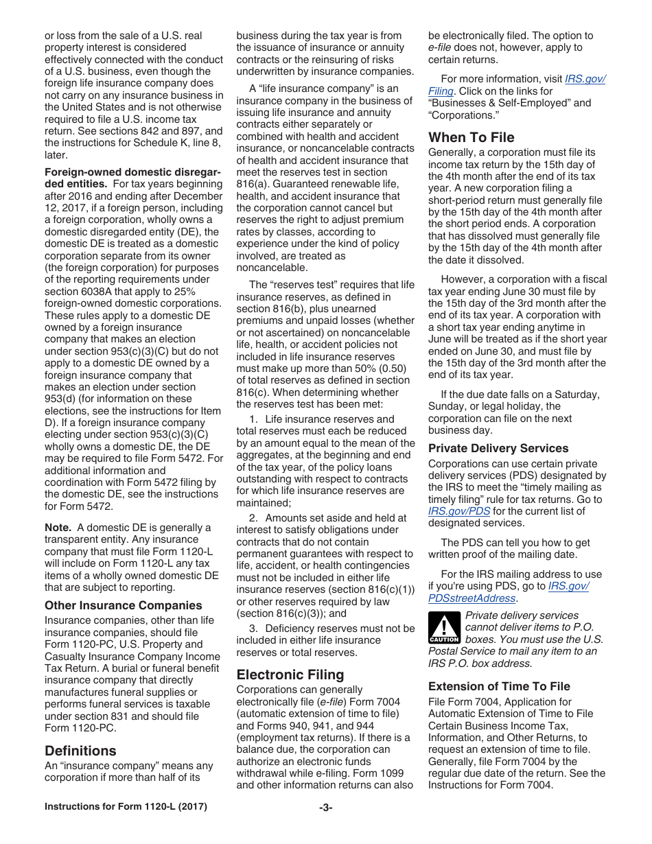 Instructions for IRS Form 1120-L U.S. Life Insurance Company Income Tax Return, Page 3