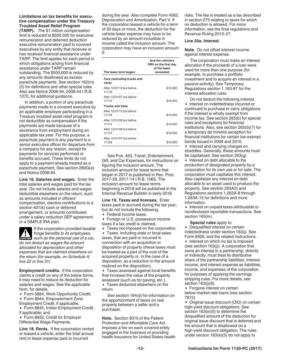 Instructions for IRS Form 1120-PC U.S. Property and Casualty Insurance Company Income Tax Return, Page 12