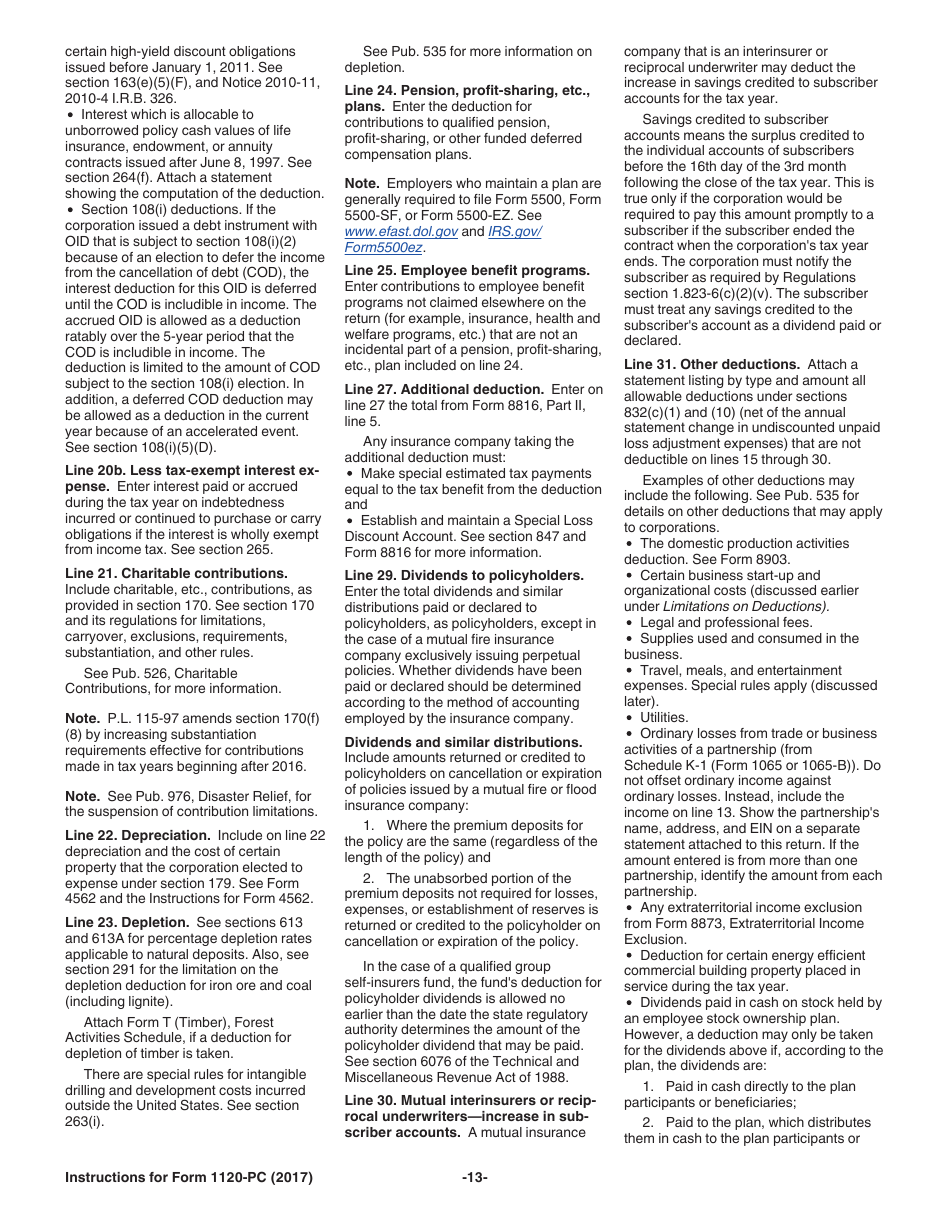 Instructions for IRS Form 1120-PC U.S. Property and Casualty Insurance Company Income Tax Return, Page 13