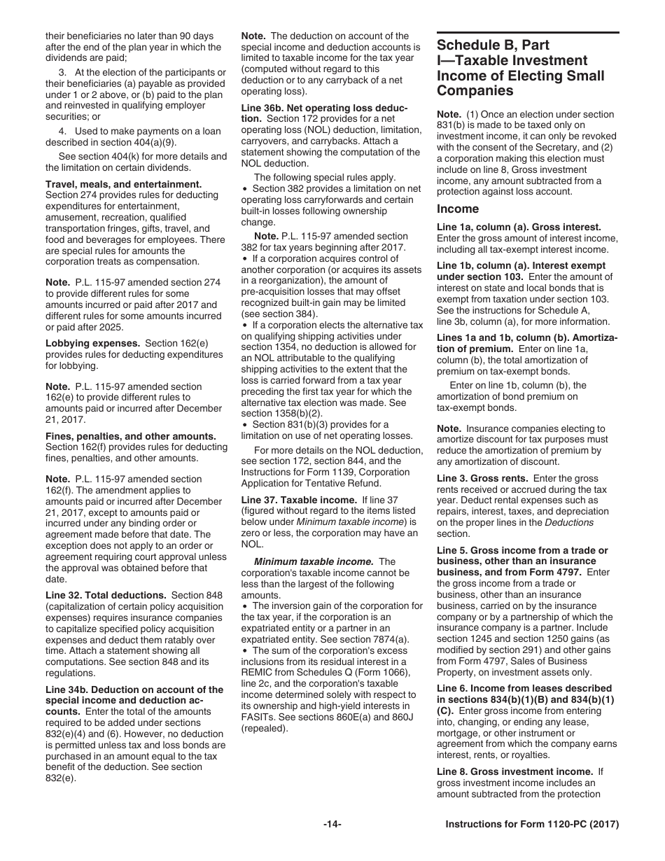 Instructions for IRS Form 1120-PC U.S. Property and Casualty Insurance Company Income Tax Return, Page 14