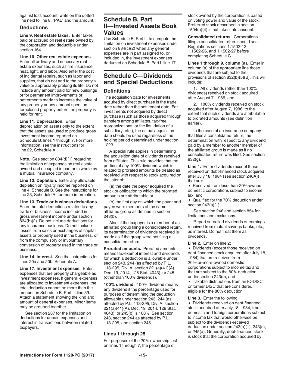 Instructions for IRS Form 1120-PC U.S. Property and Casualty Insurance Company Income Tax Return, Page 15