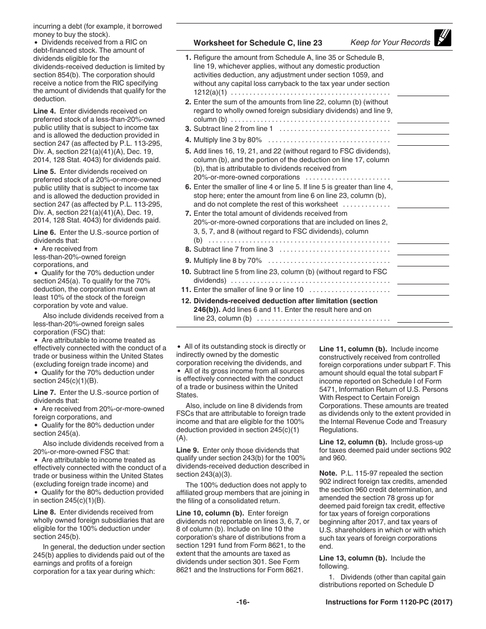 Instructions for IRS Form 1120-PC U.S. Property and Casualty Insurance Company Income Tax Return, Page 16