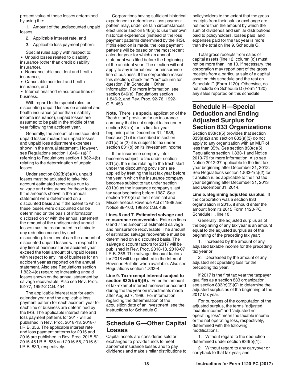 Instructions for IRS Form 1120-PC U.S. Property and Casualty Insurance Company Income Tax Return, Page 18