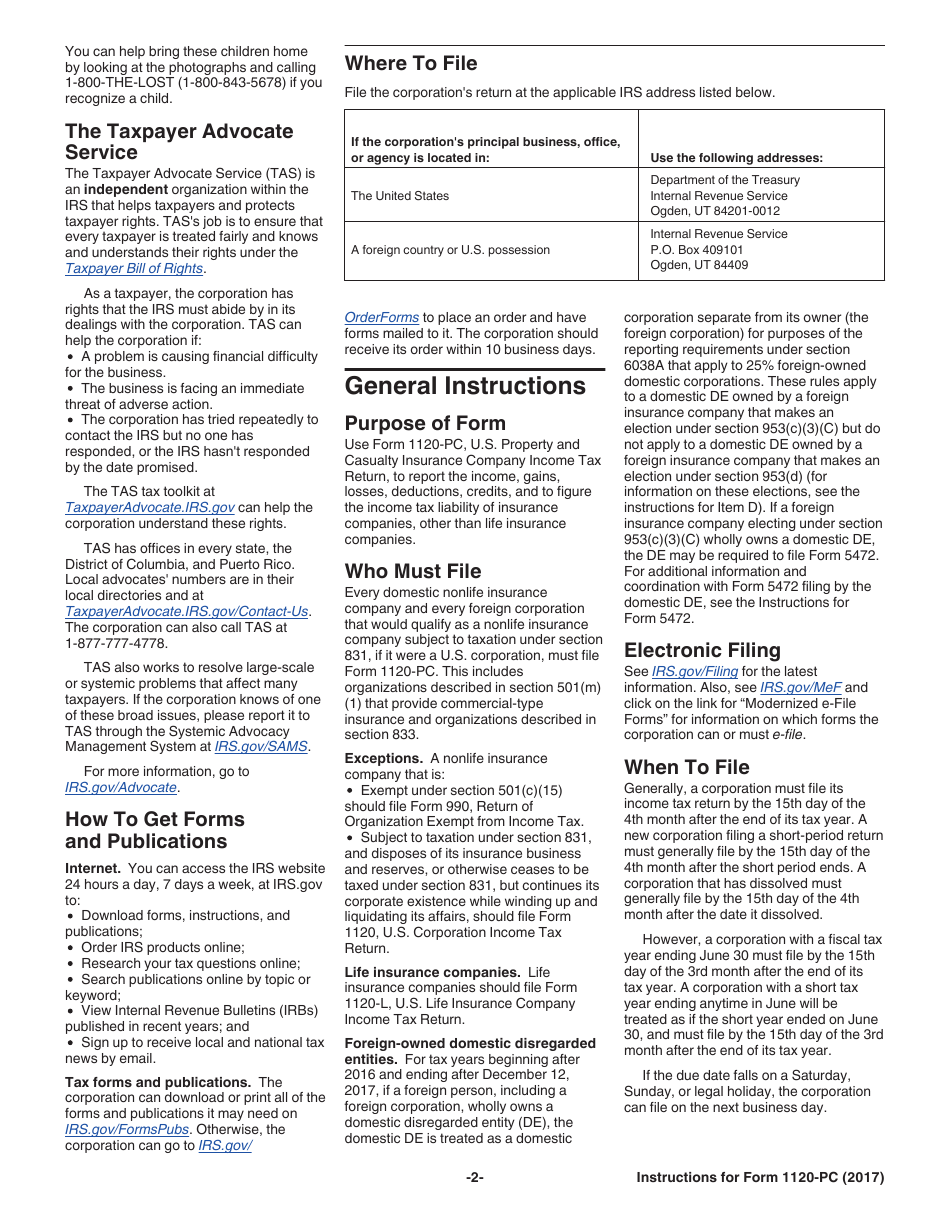 Instructions for IRS Form 1120-PC U.S. Property and Casualty Insurance Company Income Tax Return, Page 2