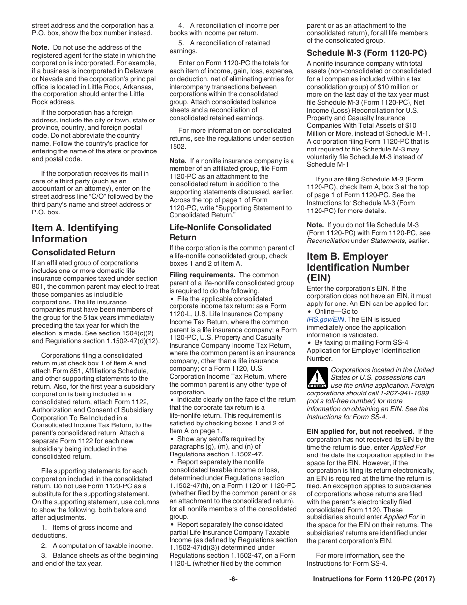 Instructions for IRS Form 1120-PC U.S. Property and Casualty Insurance Company Income Tax Return, Page 6