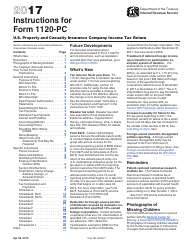 Document preview: Instructions for IRS Form 1120-PC U.S. Property and Casualty Insurance Company Income Tax Return