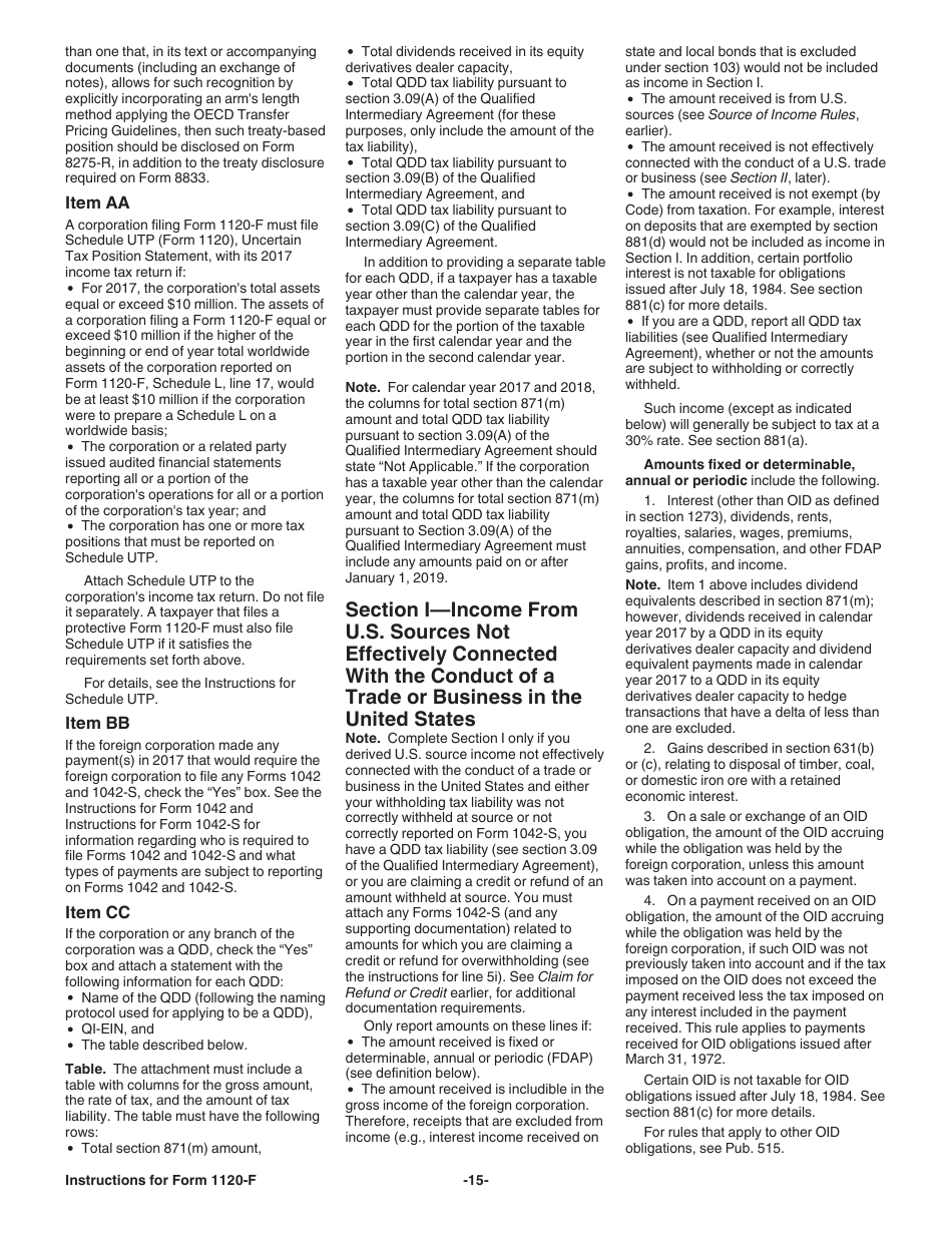 Instructions for IRS Form 1120-F U.S. Income Tax Return of a Foreign Corporation, Page 15