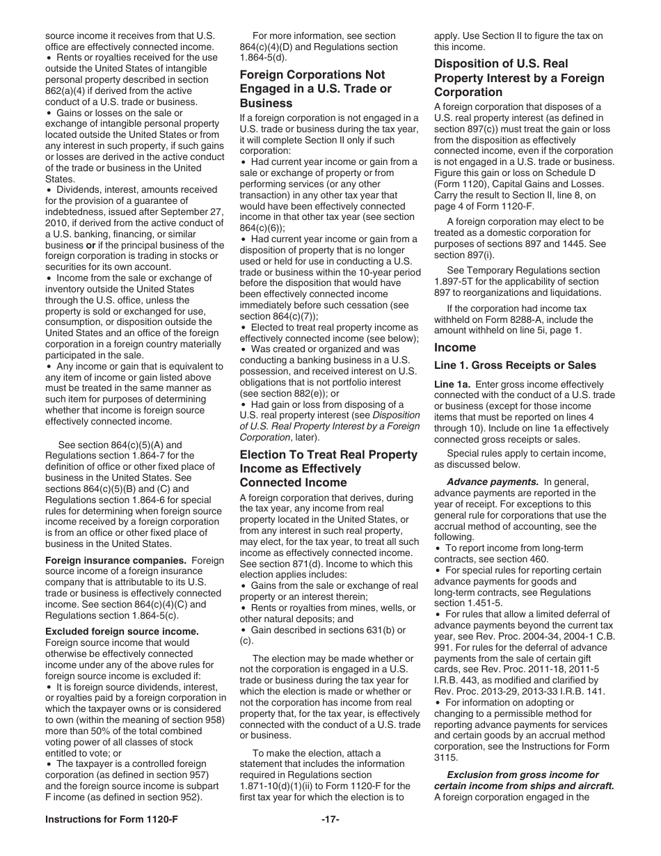 Instructions for IRS Form 1120-F U.S. Income Tax Return of a Foreign Corporation, Page 17