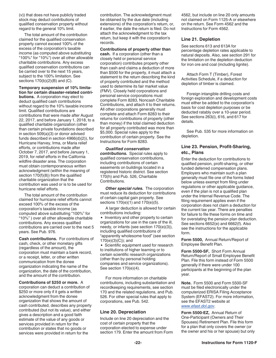Instructions for IRS Form 1120-F U.S. Income Tax Return of a Foreign Corporation, Page 22