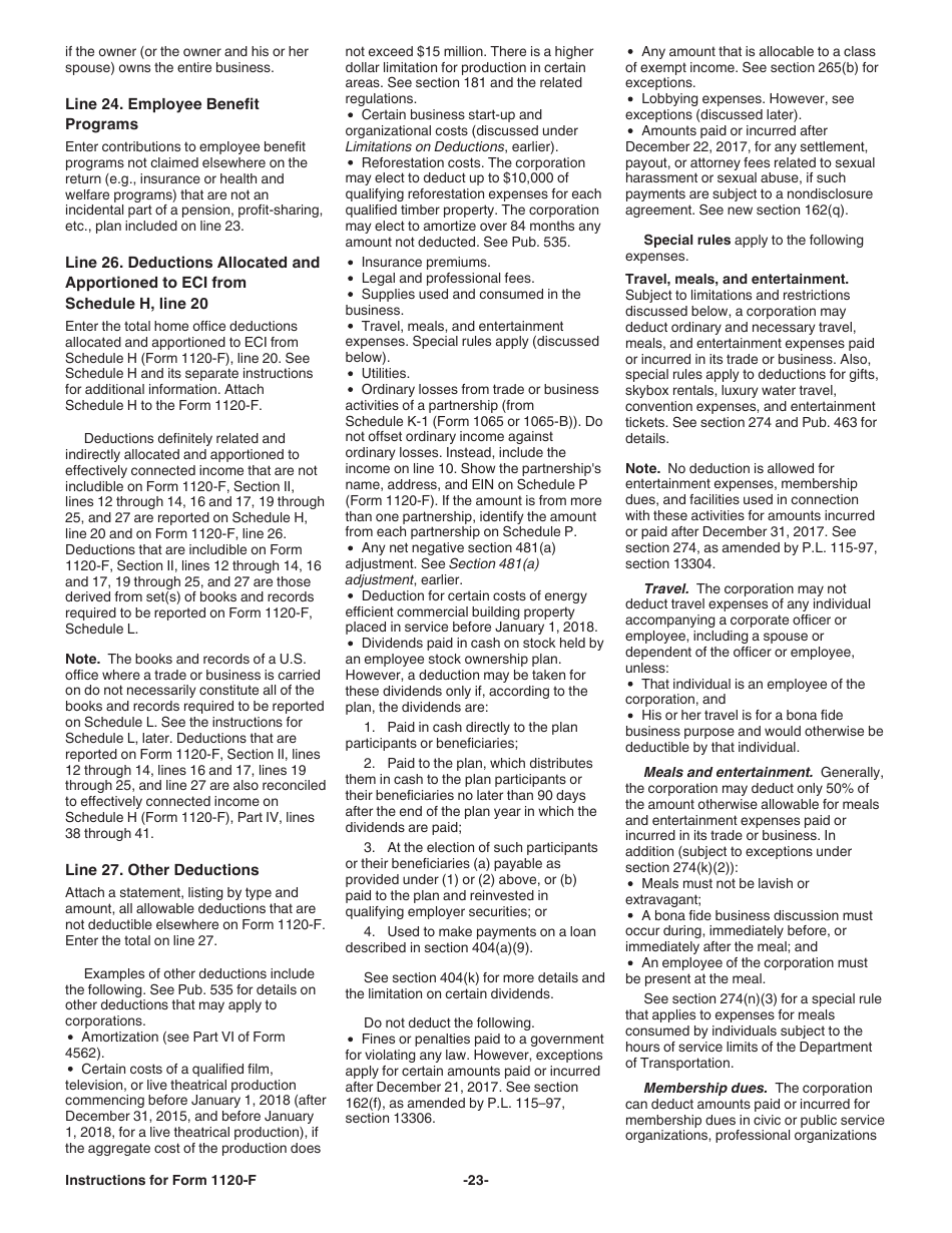 Instructions for IRS Form 1120-F U.S. Income Tax Return of a Foreign Corporation, Page 23