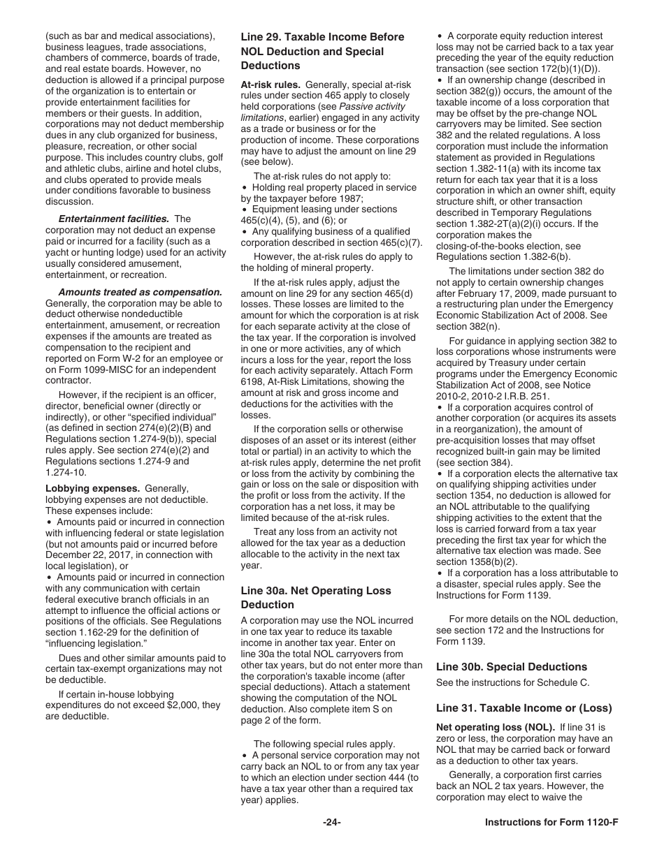 Instructions for IRS Form 1120-F U.S. Income Tax Return of a Foreign Corporation, Page 24