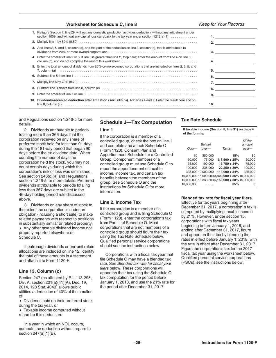Instructions for IRS Form 1120-F U.S. Income Tax Return of a Foreign Corporation, Page 26