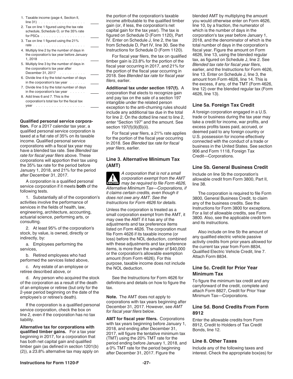 Instructions for IRS Form 1120-F U.S. Income Tax Return of a Foreign Corporation, Page 27