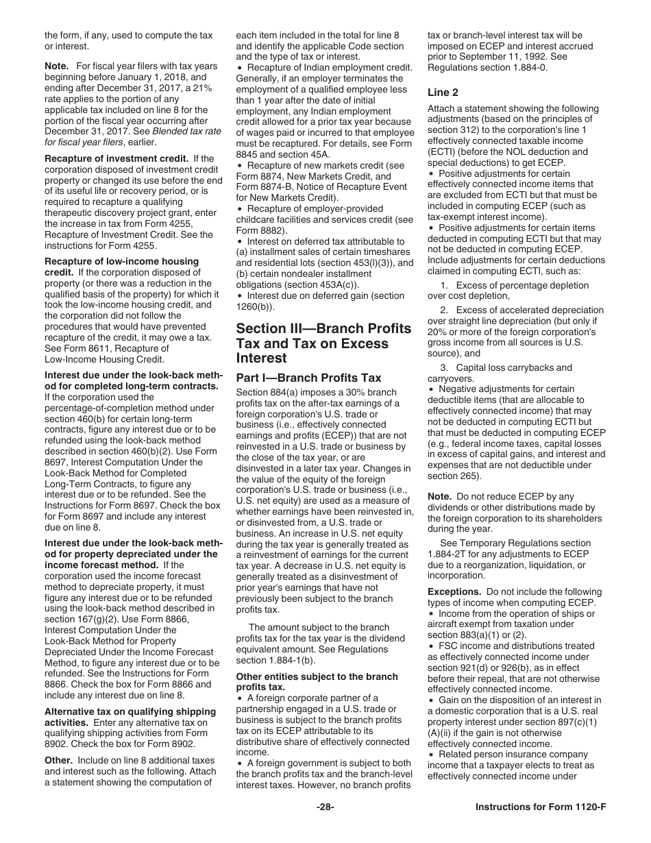 Instructions for IRS Form 1120-F U.S. Income Tax Return of a Foreign Corporation, Page 28