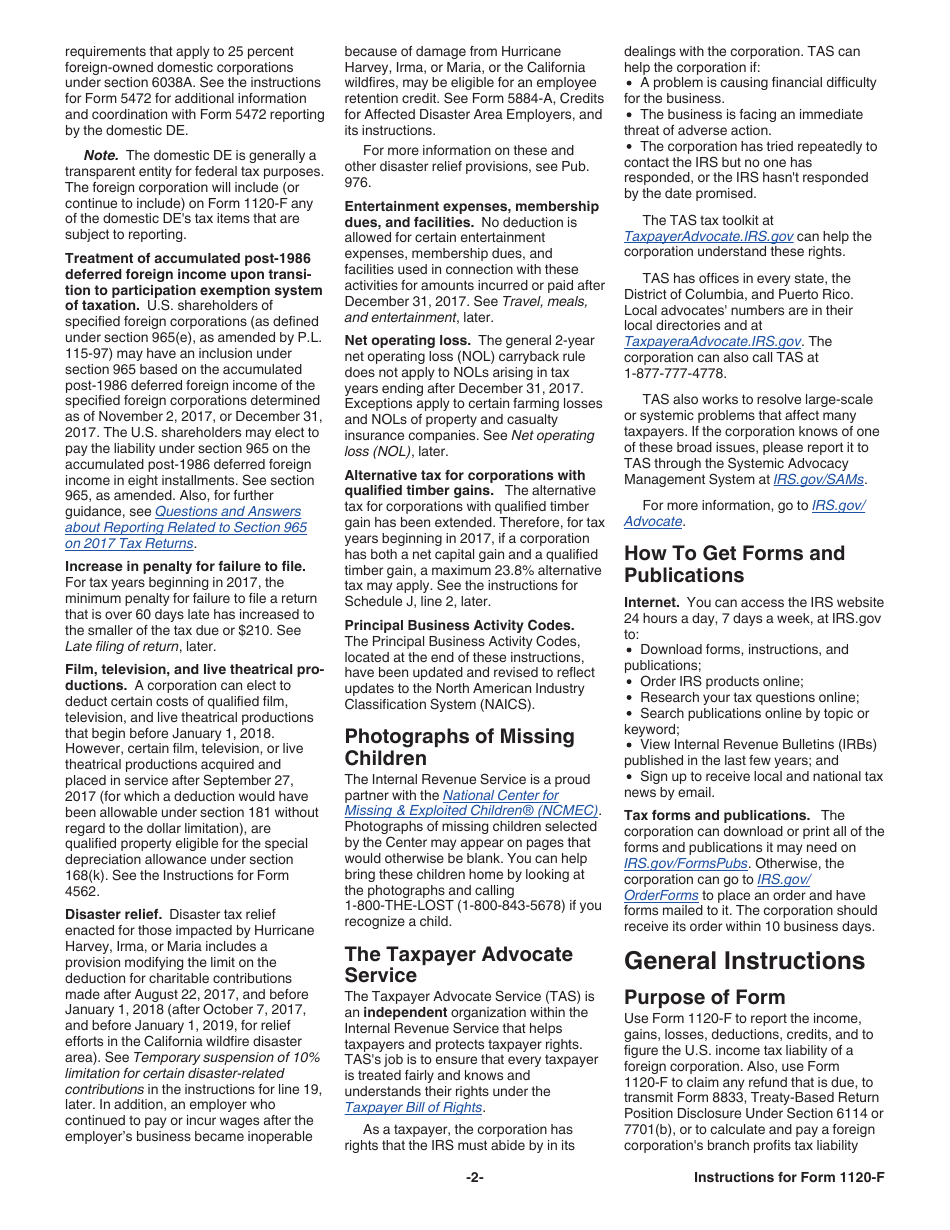 Instructions for IRS Form 1120-F U.S. Income Tax Return of a Foreign Corporation, Page 2