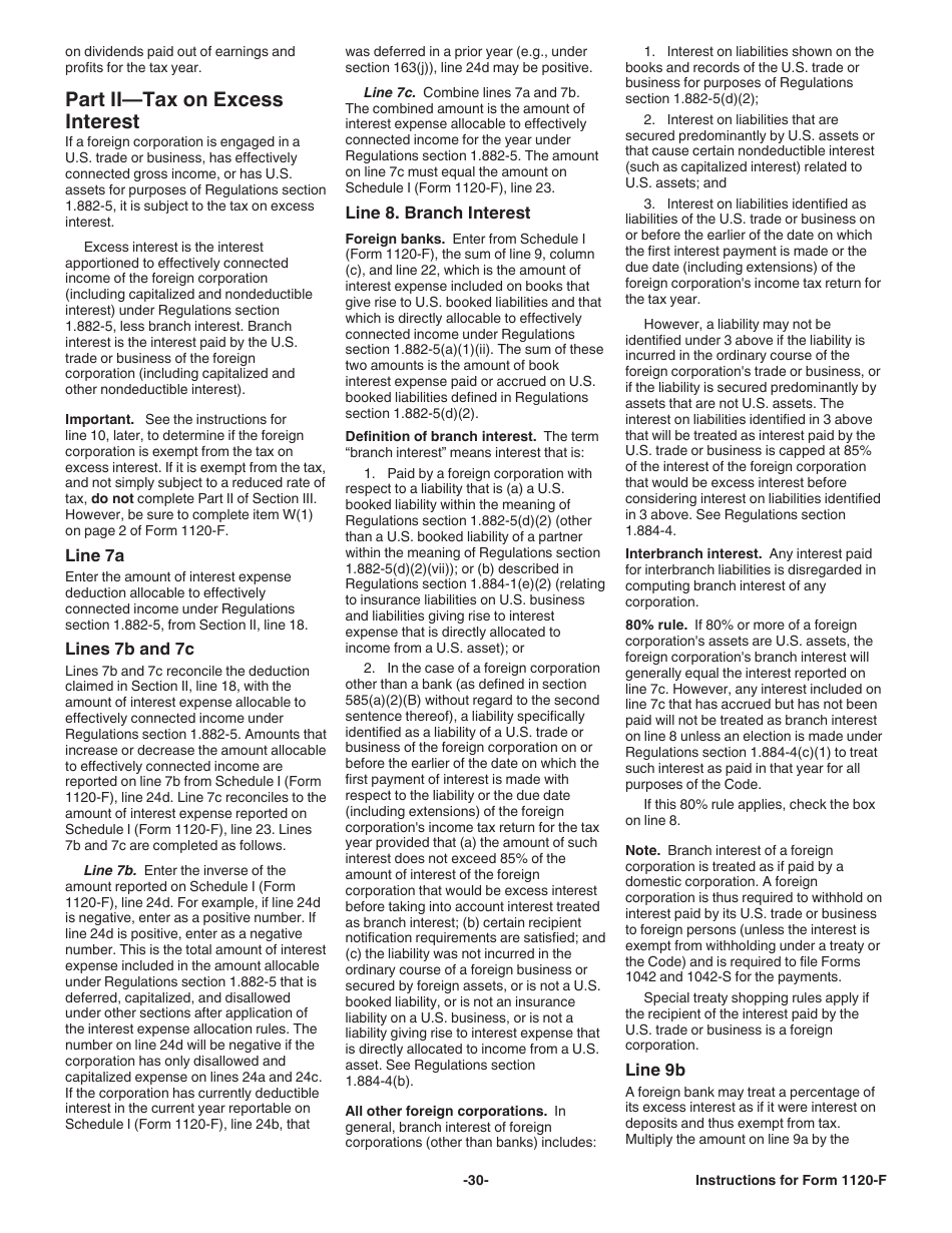 Instructions for IRS Form 1120-F U.S. Income Tax Return of a Foreign Corporation, Page 30