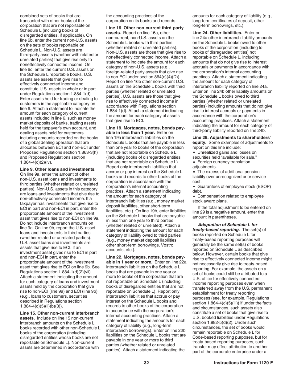 Instructions for IRS Form 1120-F U.S. Income Tax Return of a Foreign Corporation, Page 32