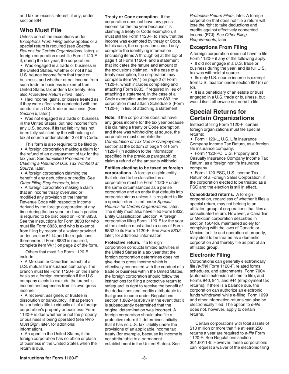 Instructions for IRS Form 1120-F U.S. Income Tax Return of a Foreign Corporation, Page 3