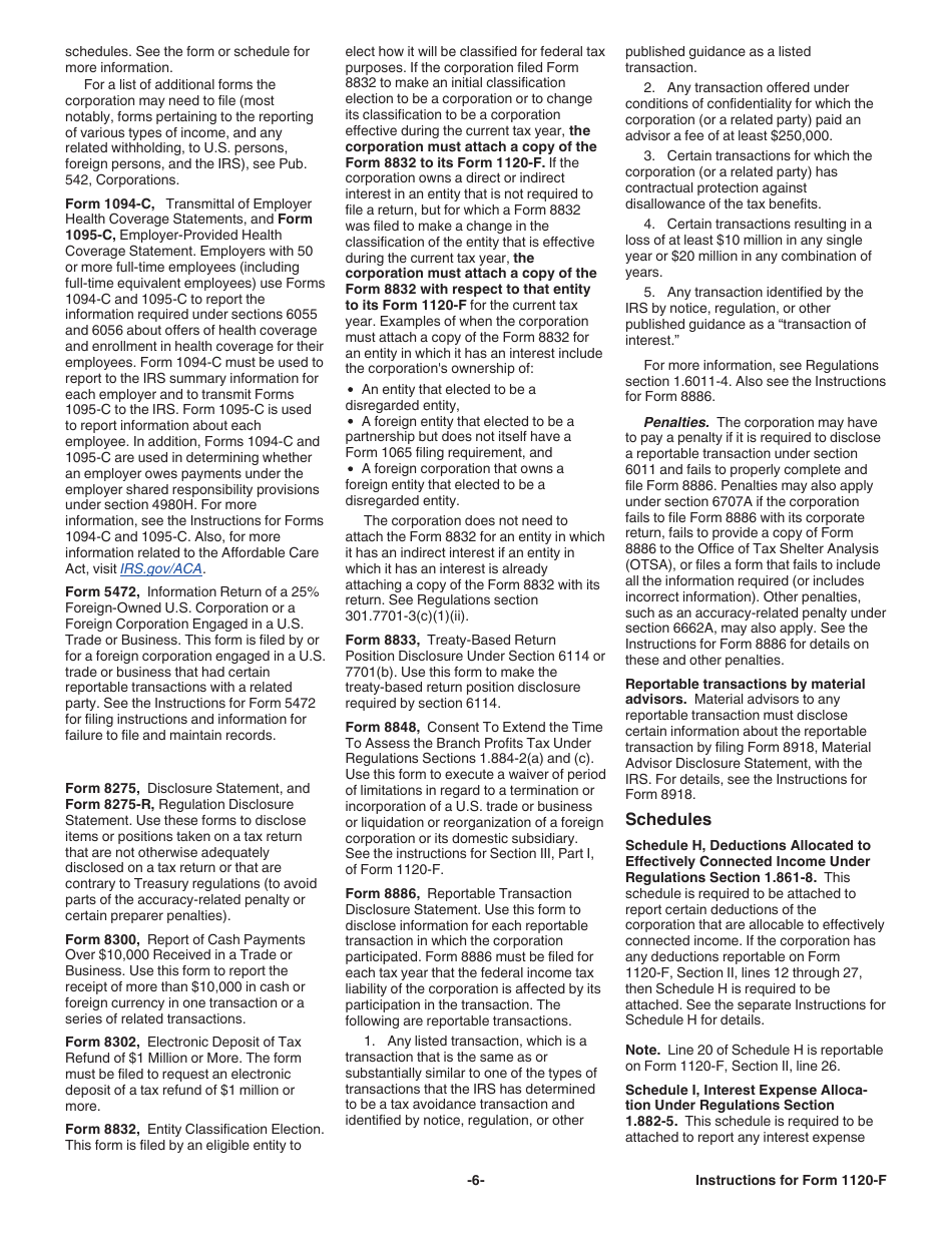 Instructions for IRS Form 1120-F U.S. Income Tax Return of a Foreign Corporation, Page 6