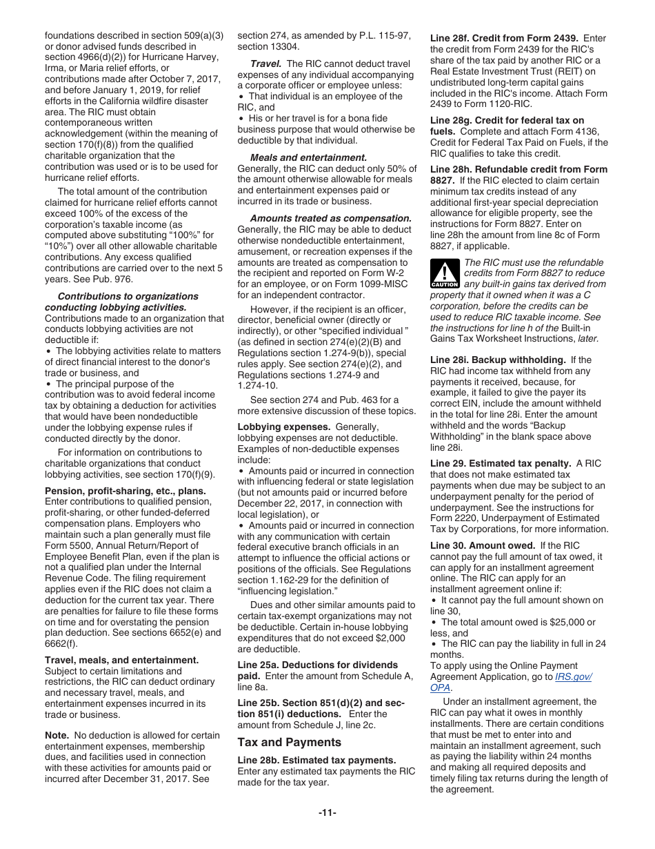 Instructions for IRS Form 1120-RIC U.S. Income Tax Return for Regulated Investment Companies, Page 11